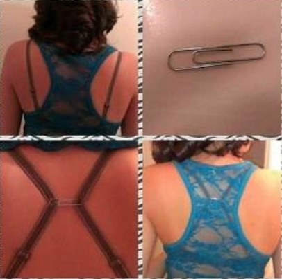 Use a paper clip to hide your straps