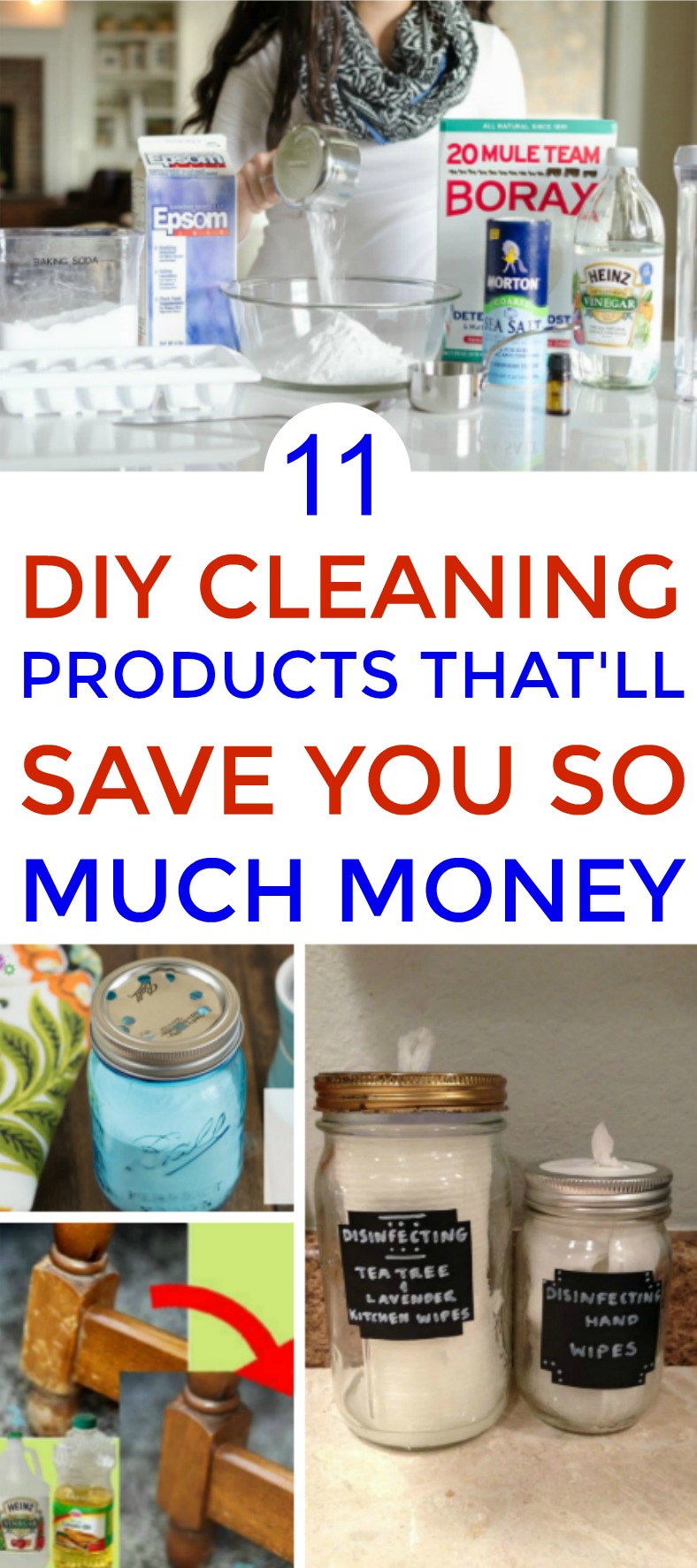 These DIY cleaning products recipes are simple to make and natural! From stain removers to carpet cleaners, these recipes have you covered. Use essential oils, vinegar, and baking soda to conquer your kitchen and more!