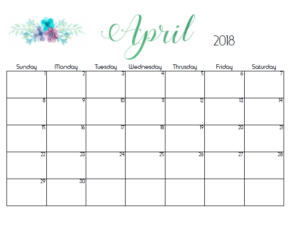 Free 2018 Monthly Flower Calendars Printable