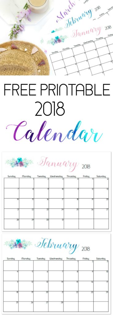 Free 2018 Monthly Flower Calendars Printable. Download your free floral/watercolor calendar printable for 2018!
