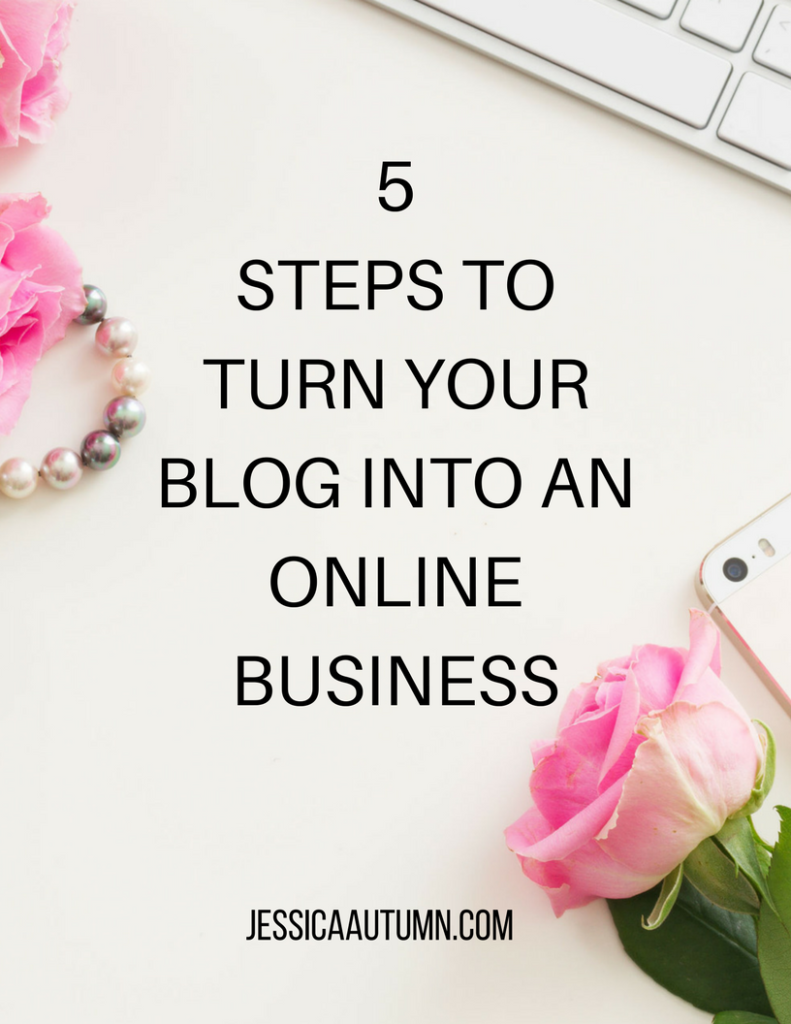 5 Steps to Turn Your Blog into an Online Business cheatsheet. Are you ready to stop just being another blogger in the sea of MILLIONS of bloggers and become a real online business owner? This cheatsheet introduces you to the blog to online business formula. This is the same formula that makes online business owners the big bucks! If you're ready to grow an email list and use it to make money online, click here to learn more!