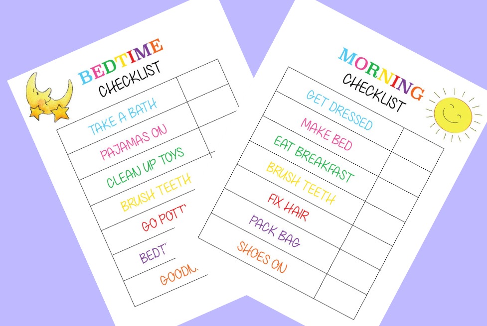 Children's Morning And Bedtime Checklist Free Printables. A great morning and bedtime routine for toddlers, preschool kids, and even older children. #freeprintables #childrenschart