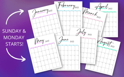 Stylish 2022 Printable Calendar – 12 Free Printables