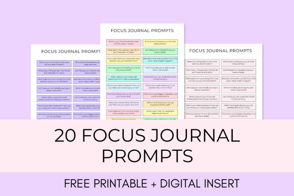 20 Journaling Prompts for Laser Focus - Jessica Autumn